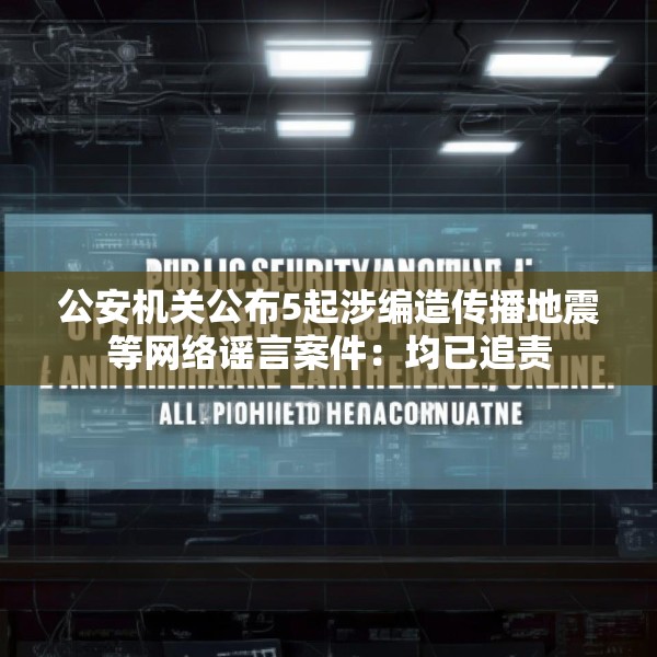 公安机关公布5起涉编造传播地震等网络谣言案件：均已追责
